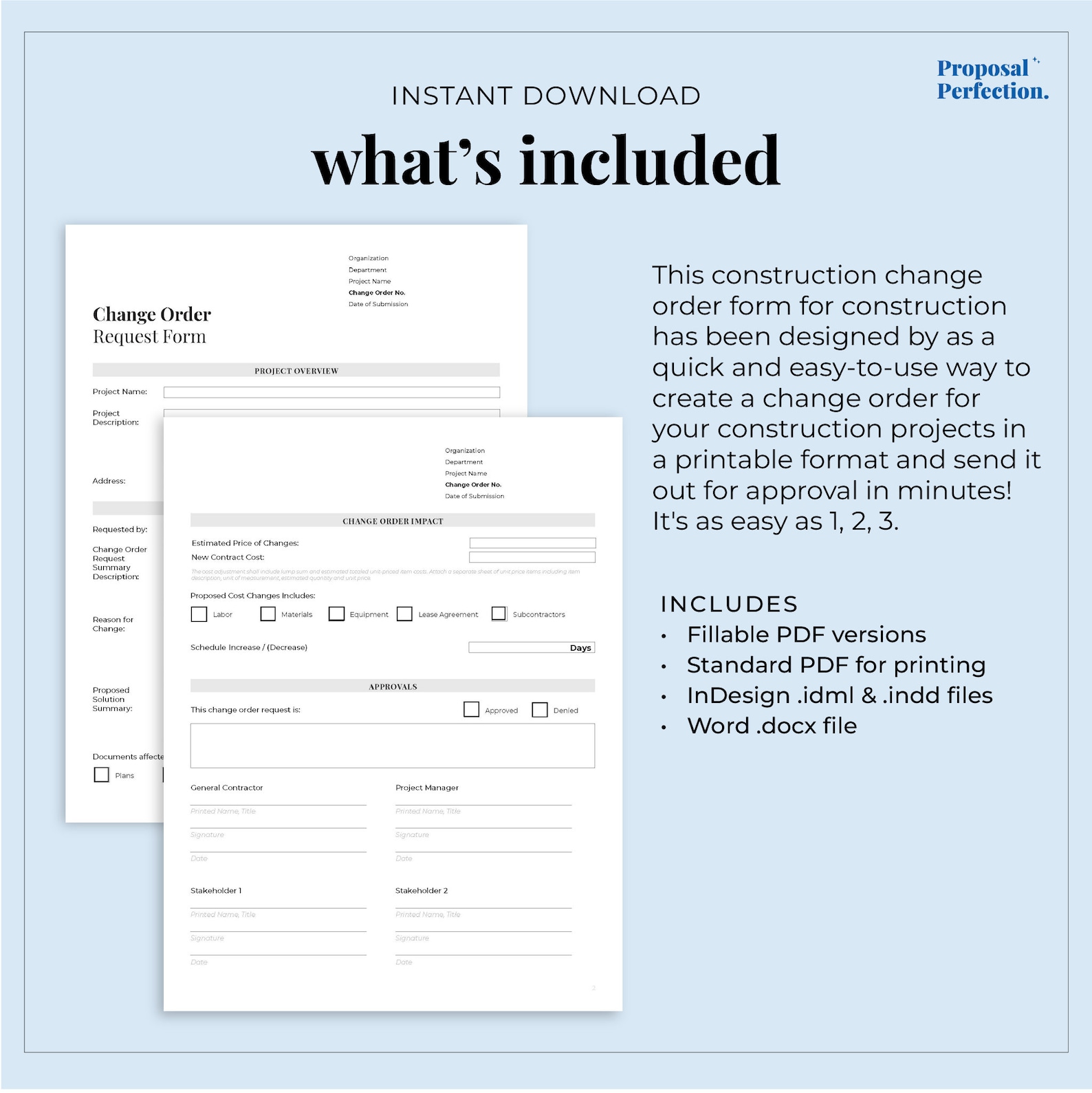 Change Order Request Form for Construction Projects Capture Approval