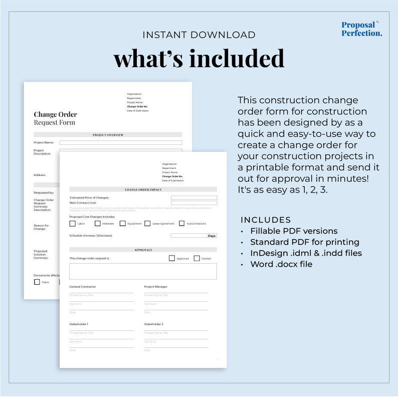 Change Order Request Form for Construction Projects Capture Approval