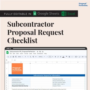 Subcontractor Proposal RFI Request for Document Information Collection for AEC Consulting RFP Response Google Sheets and Excel Template
