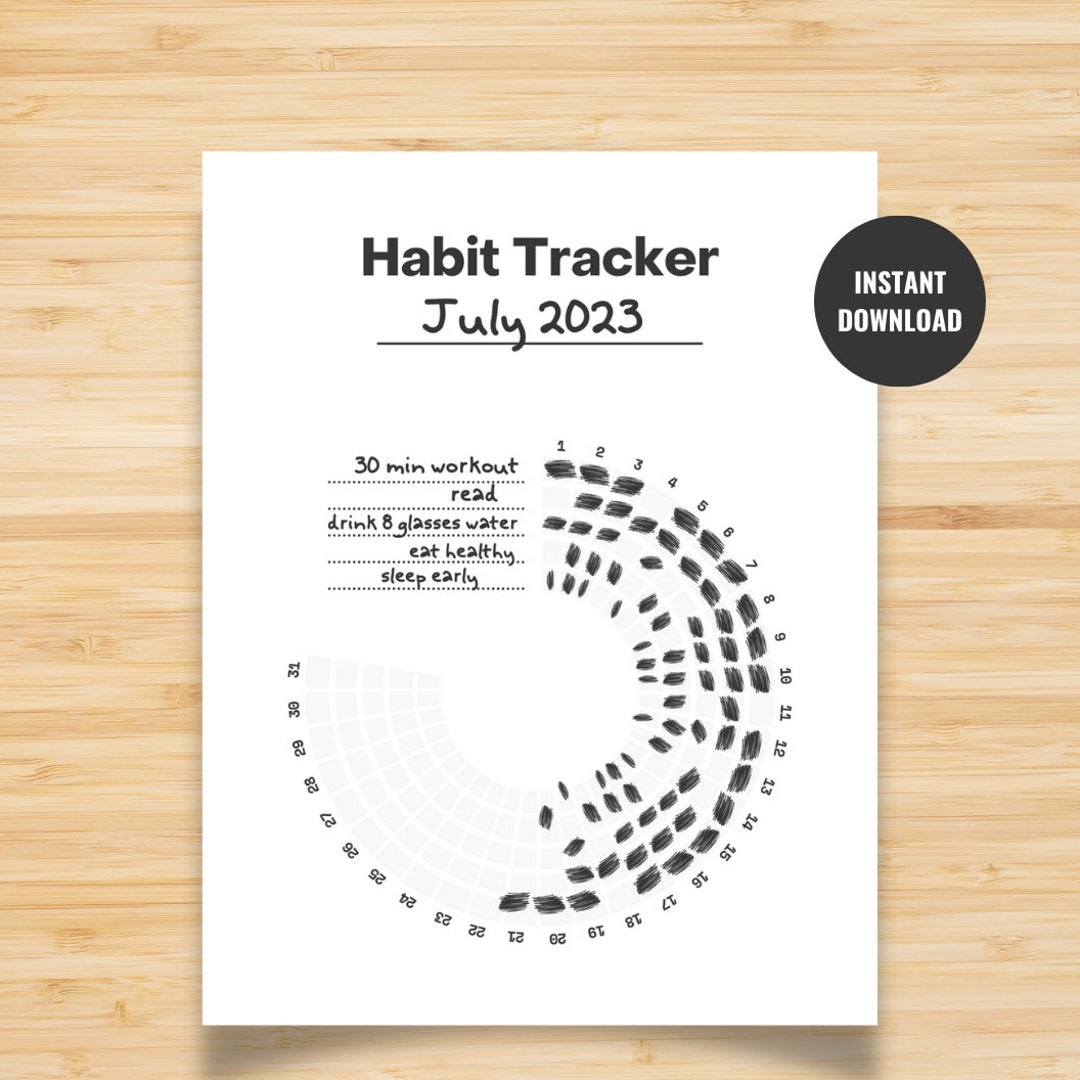 Minimalist Daily Habit Tracker Monthly Printable Digital PDF - Etsy