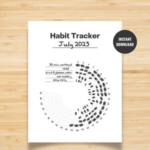 Minimalist Daily Habit Tracker Monthly Printable Digital PDF