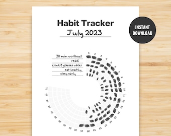 Seguimiento de hábitos diarios minimalista PDF digital imprimible mensual