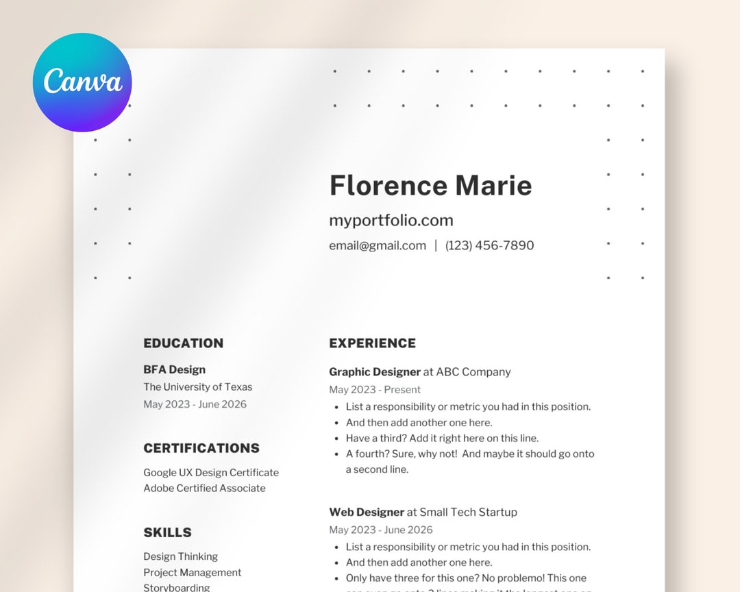 Minimalist Canva Resume Template Designer Professional Clean Simple - Etsy