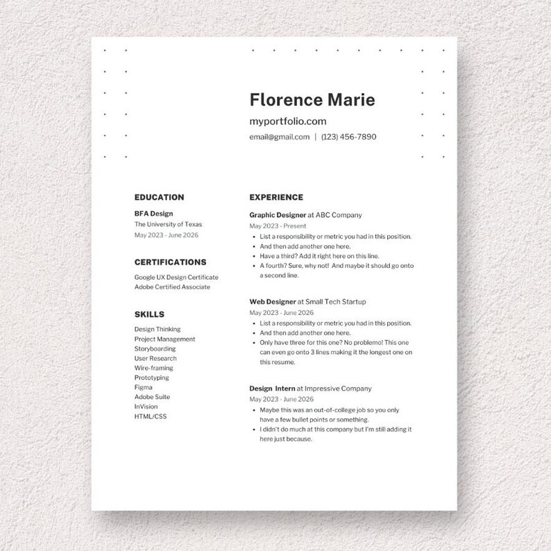 Minimalist Canva Resume Template Designer Professional Clean Simple - Etsy