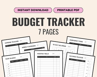 Paquete de planificador financiero de 7 PIEZAS, PDF imprimible, descarga instantánea