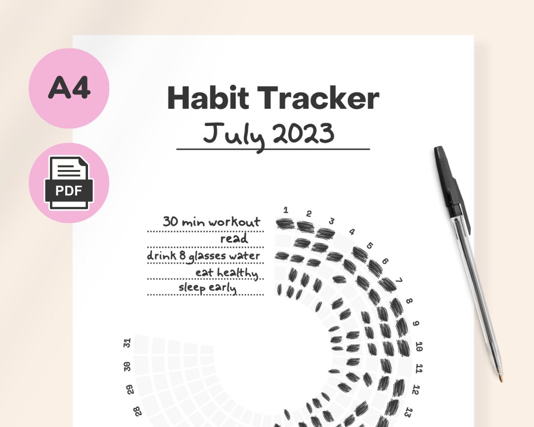 Minimalist Daily Habit Tracker Monthly Printable Digital PDF - Etsy