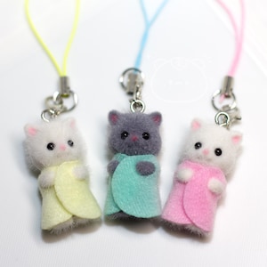 Calico Critters Kitten Phone Charm | Cute Handmade Keychain | Custom Sylvanian Families Cat Charm | Kawaii Aesthetic