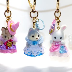 Calico Critters Princess Keychain | Cute Handmade Bag Charm | Custom Sylvanian Families Charm | Kawaii Aesthetic