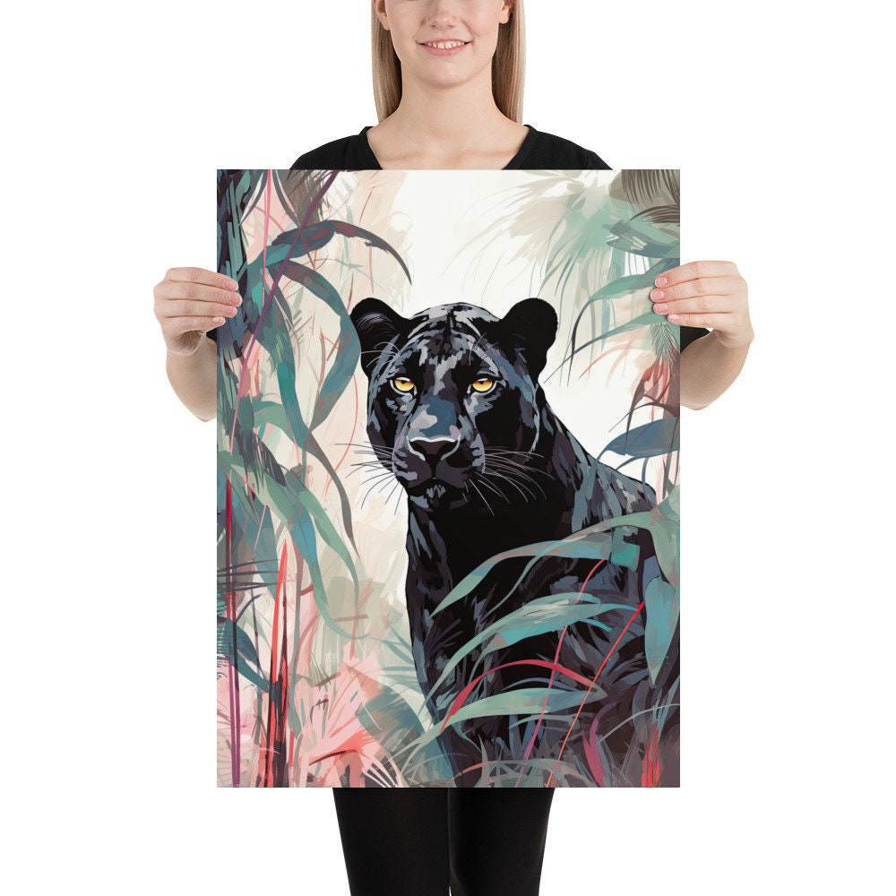 Black Panther Boho Illustration Jungle Animal Art Poster - Etsy
