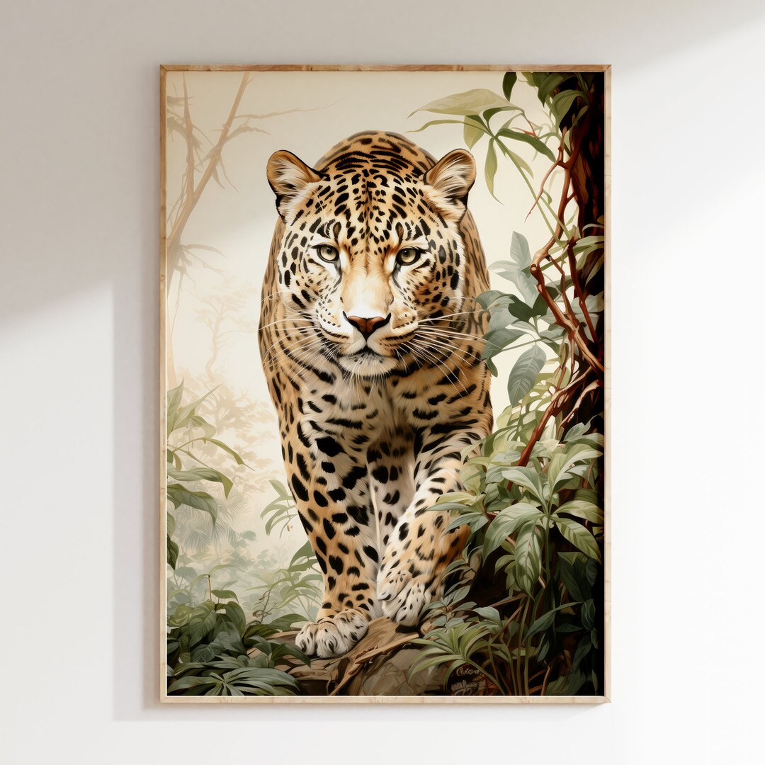 Vintage Jungle Leopard Portrait - Etsy