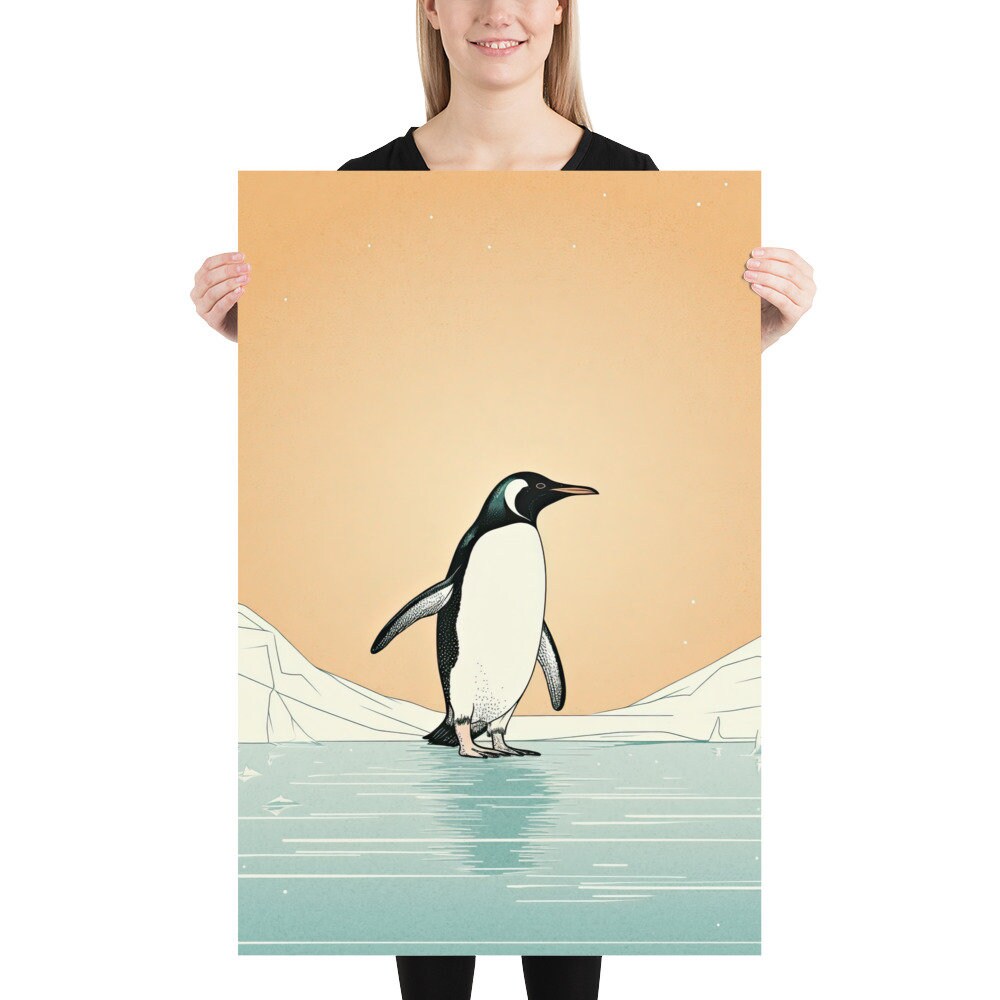 Pinguin Boho Chic Illustration Pinguin Wand Kunst Tier Druck - Etsy.de