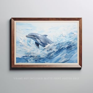 Delfin Euphoria Poster: Abstrakte Ozean Wellen, Original Gemälde in Vintage Ölmalerei
