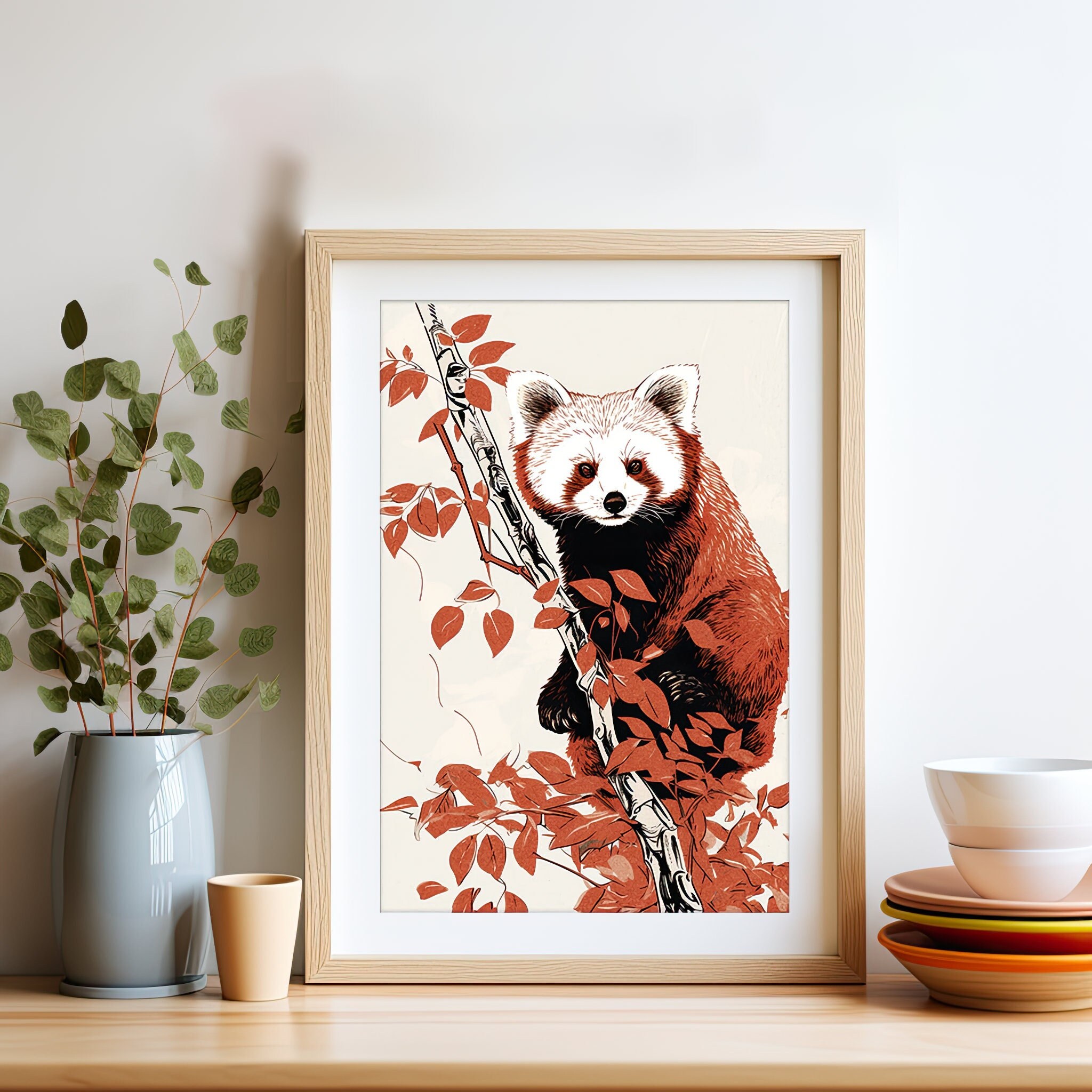 Red Panda Boho Chic Art Print Red Panda Red Panda Wall Art Animal Print ...