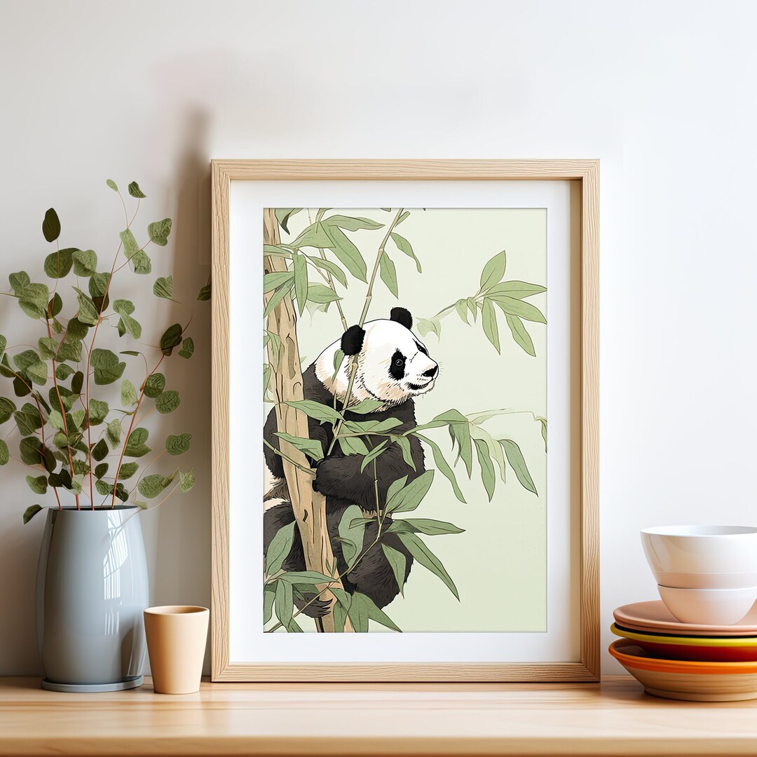 Panda Poster Boho Style Art Print | Panda Kids Art | Panda Wall Art ...