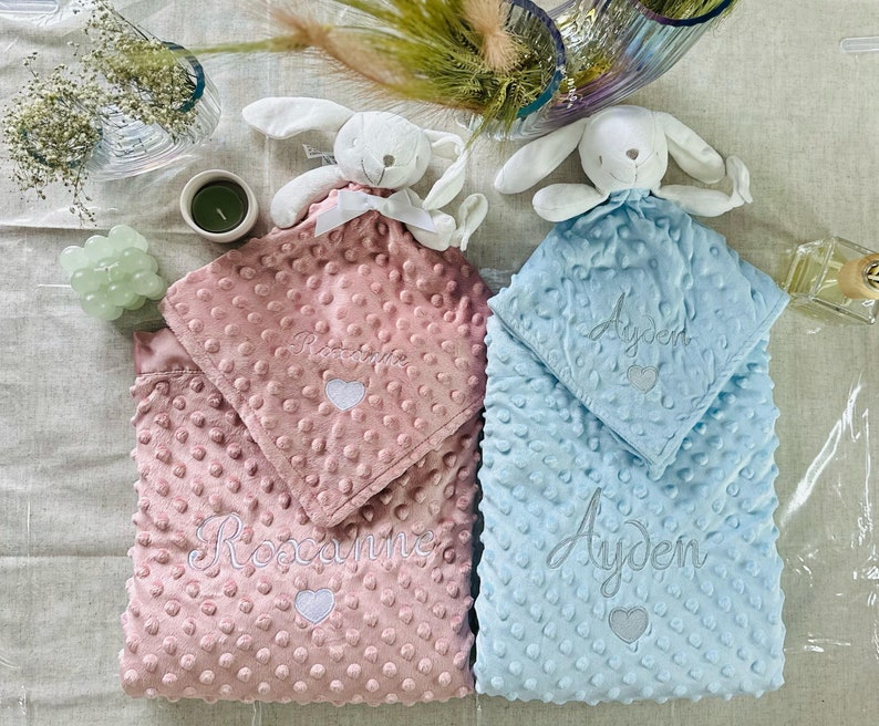Personalized Embroidered Baby Plaid Blanket: Softness and Comfort for Cuddly Moments image 2