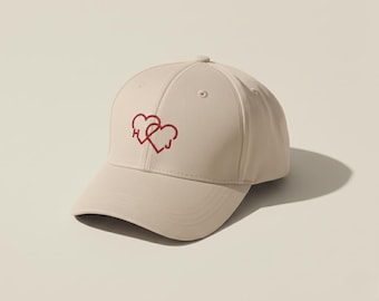 Set of 2 Embroidered Heart Caps for Couples | Valentine's Day Gift for Two