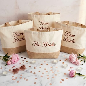 Embroidered Jute Tote Bag with Name | Personalized Tote Bag Gift for Mom or Teacher