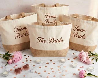 Embroidered Jute Tote Bag with Name | Personalized Tote Bag Gift for Mom or Teacher