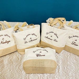 Sac en Jute Grand Format Brodé Personnalisé 34x36cm - Style Écologique et Pratique