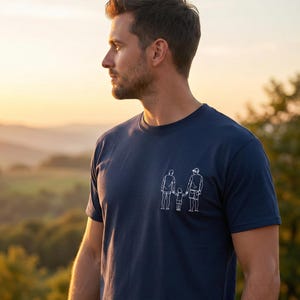 T-Shirt Brodé avec Photo Personnalisée, T-Shirt Unisexe à Col Rond avec Broderie Stylisée de Photo Personnalisée