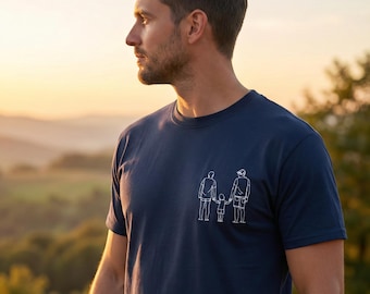 Embroidered T-Shirt with Custom Photo, Unisex Crew Neck T-Shirt with Stylized Custom Photo Embroidery