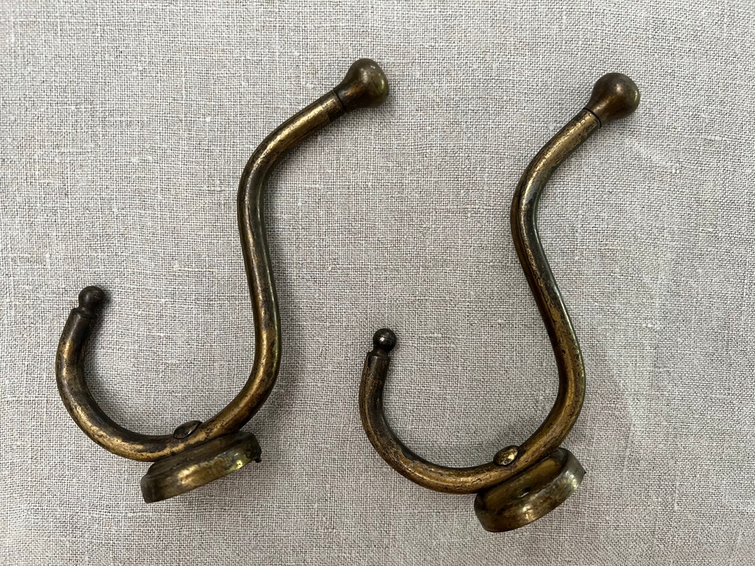 2 Vintage Brass Coat Hooks / Hanger / Rack / Hardware Etsy