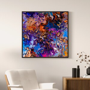 Chloe No. 3, Print Frame Poster Wall Decor, Oil Splash Painting, Modern Colorful Expressionist Artwork for Unique Home Decor
