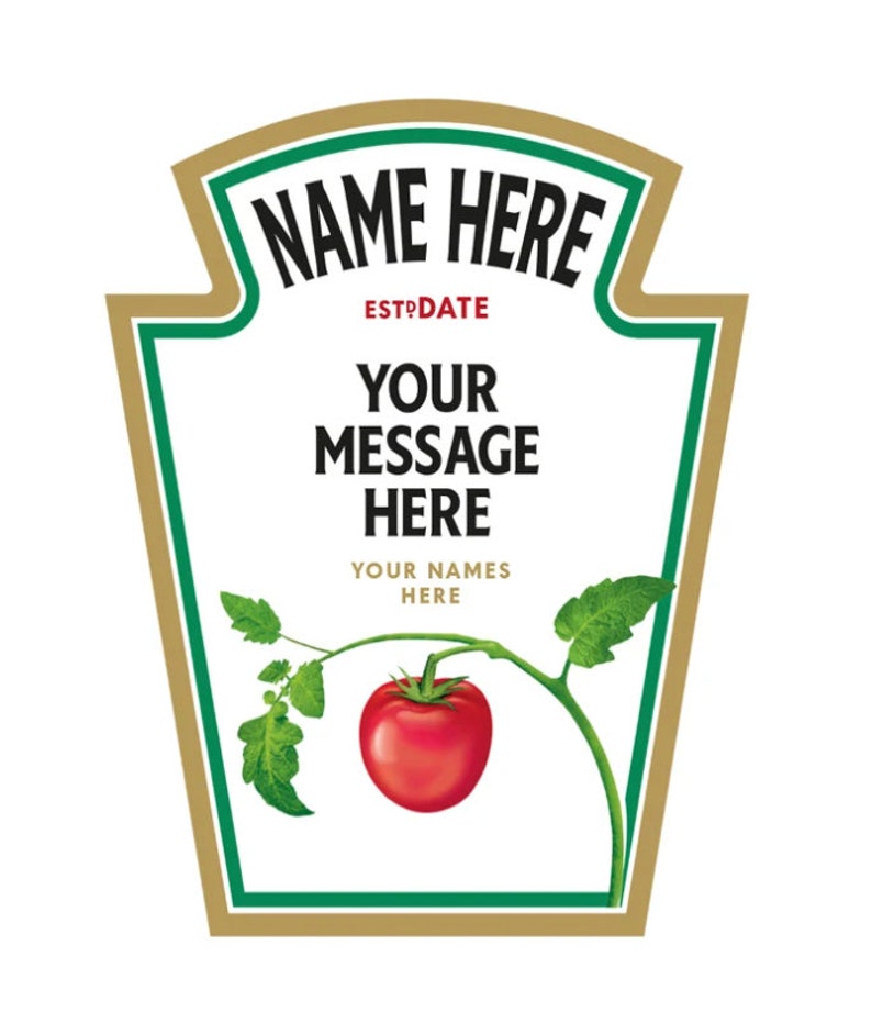Personalized Tomato Ketchup Label, Heinz Label, Vinyl Sticker, Funny