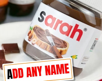 Personalized Nutella, Personalised Chocolate Spread Label, Vinyl Sticker, Funny, Valentines Gift, Add Name, Birthday, Anniversary, Chocolate