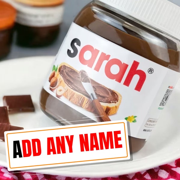 Personalized Nutella, Personalised Chocolate Spread Label, Vinyl Sticker, Funny, Valentines Gift, Add Name, Birthday, Anniversary, Chocolate