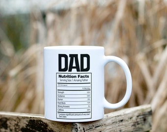 Taza de café con datos nutricionales de papá divertido, regalo de papá, taza del día del padre, taza de broma de papá, regalo para él, taza del día del padre, regalo de cumpleaños, papá, café