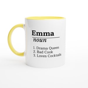 Personalised Name Definition Mug, Gifts, Ideas Presents For Mum, Dad or friends, Birthday, Christmas, Mothers, Fathers Day, funny, coffee Ceramic Yellow