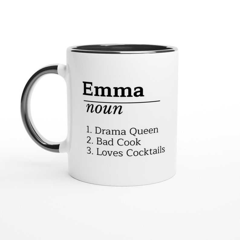 Personalised Name Definition Mug, Gifts, Ideas Presents For Mum, Dad or friends, Birthday, Christmas, Mothers, Fathers Day, funny, coffee Ceramic Black