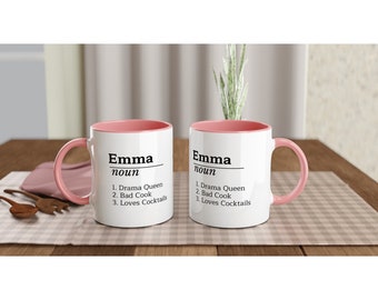 Mug personnalisé avec définition de nom, cadeaux, idées cadeaux pour maman, papa ou amis, anniversaire, Noël, fête des mères, fête des pères, drôle, café