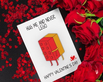 Câlins moi et jamais Lego, carte drôle de Saint-Valentin, pour lui, pour elle, jolie carte d'anniversaire, petit ami, petite amie, personnalisé, anniversaire