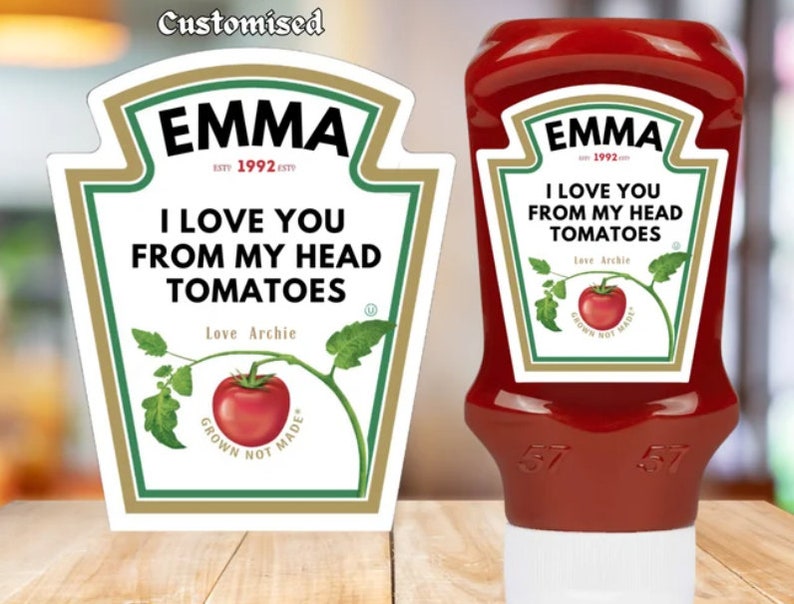 Personalized Tomato Ketchup Label, Heinz Label, Vinyl Sticker, Funny