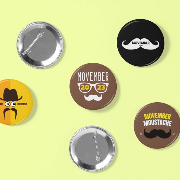 5 Pack Movember Boutons de santé mentale, épinglette de soutien pour hommes, sensibilisation aux œuvres caritatives, accessoire de collecte de fonds, défense de la santé des hommes, cadeau, épinglette, badges