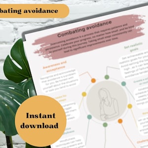 May include: A printable document titled "Combating Avoidance" with a diagram and text. The document includes sections on awareness, setting goals, and rewards. The words "Instant download" are also visible.