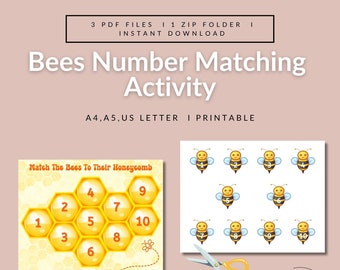 Siffermatchningsspel, Lärande av siffror, Förskoleaktivitet, Hemundervisningsblad, Utskrivbar Upptagen Bok, Montessori, Småbarnsinlärning