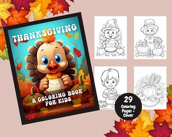 Libro da colorare del Ringraziamento per bambini, Libro di attività del Ringraziamento, Libro da colorare, Pagine da colorare, Pagine da colorare stampabili, Download istantaneo