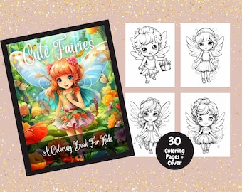Cute Fairies A Coloring Book For Kids, Printable Coloring Pages, Coloring Book, Coloring Pages, Fairies, Fantasy Coloring, Fairy