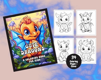 Coloriage Dragons Mignons, Livre De Coloriage Pour Les Enfants, Dragons, Coloriage Fantaisie, Livres À Colorier, Pages À Colorier Pour Enfants, Pages À Colorier Imprimables, Animaux Mignons