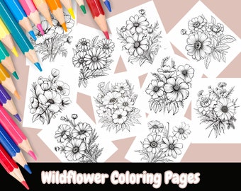 Wildflower Coloring Pages, Adult Coloring, Coloring Pages For Adults, Flowers, Floral Coloring Pages, Wildflowers, Printable Coloring