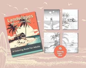 Landscapes Beach Scenes Vol 2 Coloring Book, Coloring Book, Printable Coloring Pages, Beach,  Beach Coloring, Adult Coloring Book