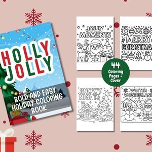 Bold and Easy Holiday Coloring Book, Santa Coloring Pages, Kids and Adult Coloring Book, Instant Download, Christmas Printable, Cute Holiday