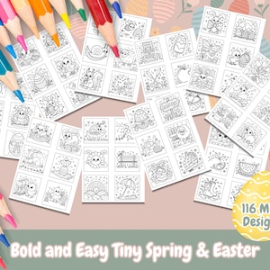 mutig und einfach kleine Ostern und Frühling Malseiten, 116 Mini Designs, Kinder und Erwachsene Färbung, Ostern Malseiten, Frühling, printable