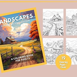 Landscapes Country Scenes Edition Coloring Book, Adult Coloring Book, Coloring Pages, Printable Coloring Pages, Coloring Books, Activity
