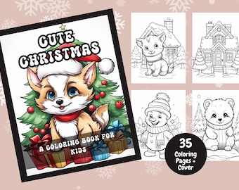 Livro de colorir de Natal fofo para crianças, colorir de Natal, livros para colorir, páginas para colorir, páginas para colorir para impressão, atividades de Natal para crianças