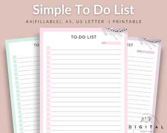 Minimal att-göra-lista utskrivbar, produktivitetsplanerare, enkel uppgiftslista, A4/A5/Letter, utskrivbar och ifyllbar, enkel checklista
