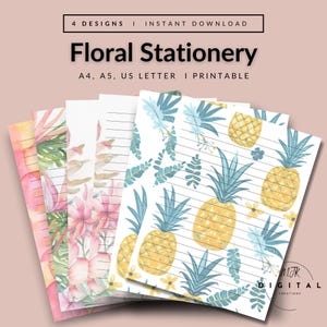 Tropical Stationery Set, Printable, Letter Set, Writing Paper, Home Office, Journal, Planner, Scrapbook Paper, Lined Paper, Tropical